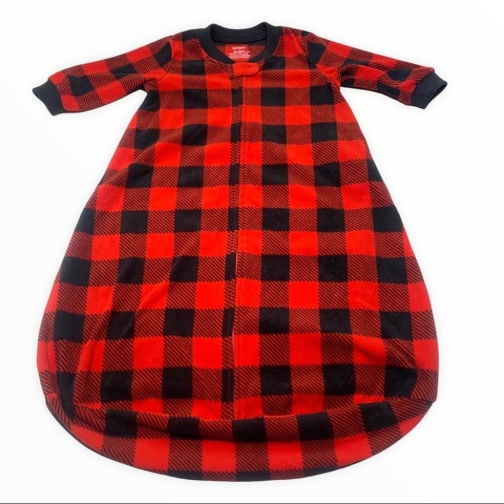 ❌SOLD❌ •Carter’s Fleece Tartan Buffalo Plaid Christmas Sleepsack - Picture 1 of 5